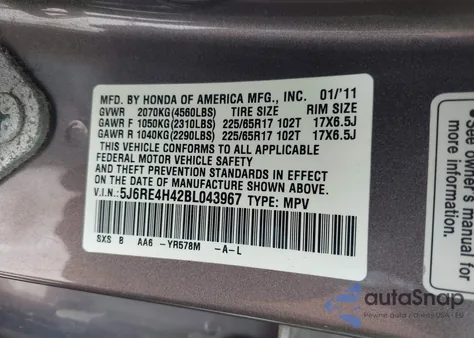 2011 Honda Cr-V Se z USA, uszkodzony, nr VIN 5J6RE4H42BL043967